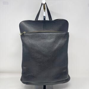 Vera Pelle Unica! Firenze Backpack‎ Black Pebbled Leather Front Zip Pocket Italy